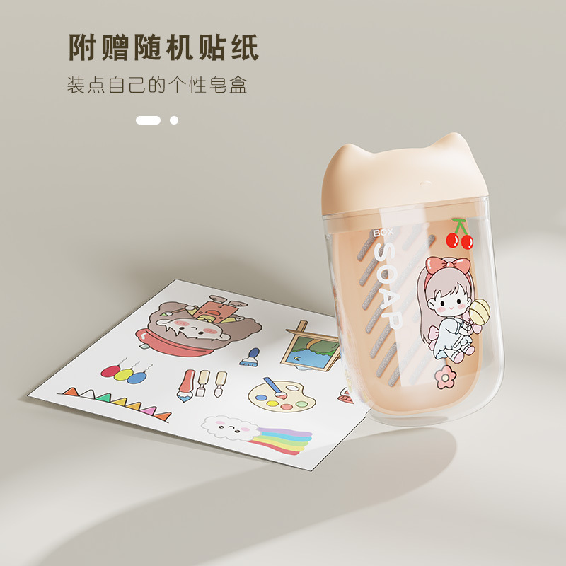 猫猫旅行肥皂盒出差便携肥皂收纳盒迷你小皂盒沥水带盖密封香皂盒详情图4