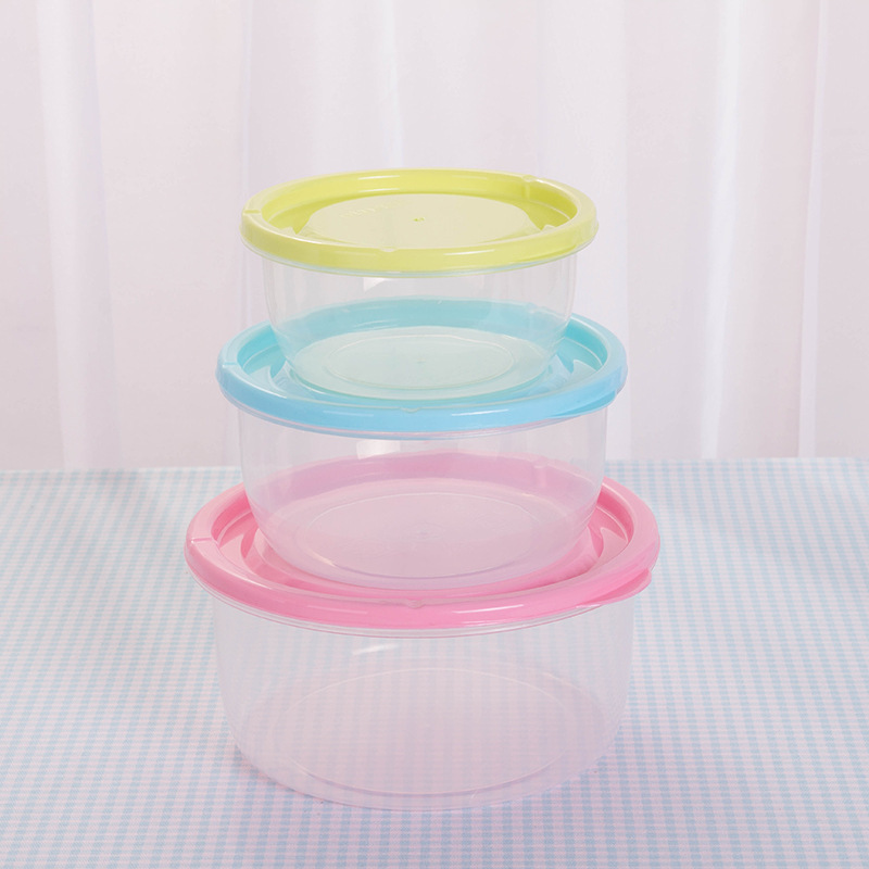 圆形塑料保鲜盒透明冰箱冷藏食物收纳盒子密封PP可微波加热保鲜盒