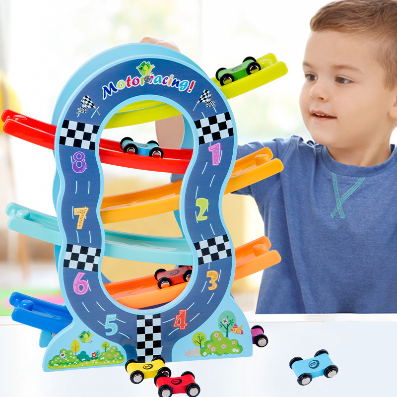 儿童滑翔车益智玩具男女孩实木滑翔轨道车滚珠游戏竞速益智玩具细节图