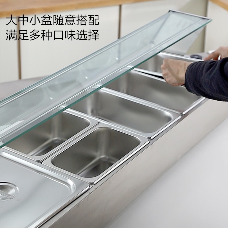Commercial insulated soup pool, milk tea shop sauce insulation equipment, stainless steel electric constant-temperature fast food restaurant insulated serving counter Application Scenario
