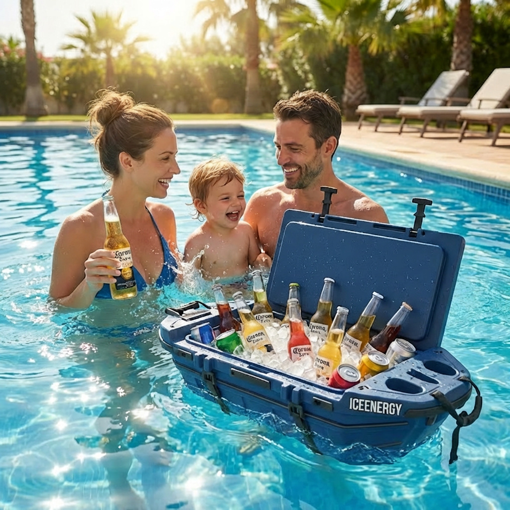 Customized 48QT boat-shaped insulated box, cross-border outdoor equipment, land water-floating food refrigeration storage container, ice box