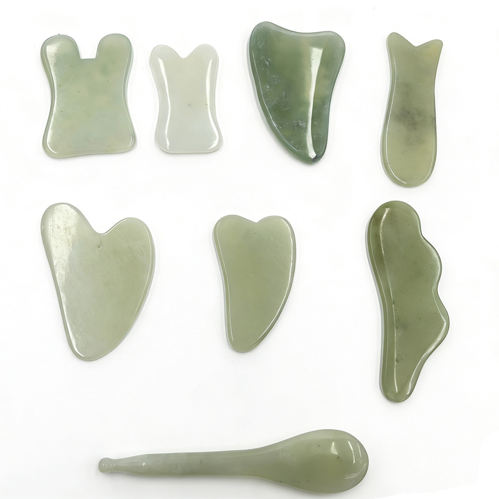 Masaje natural xiujade jade placa sha masaje linfático meridiano xiujade facial facial xiujade placa de masaje de cuerpo entero rascador Item Picture