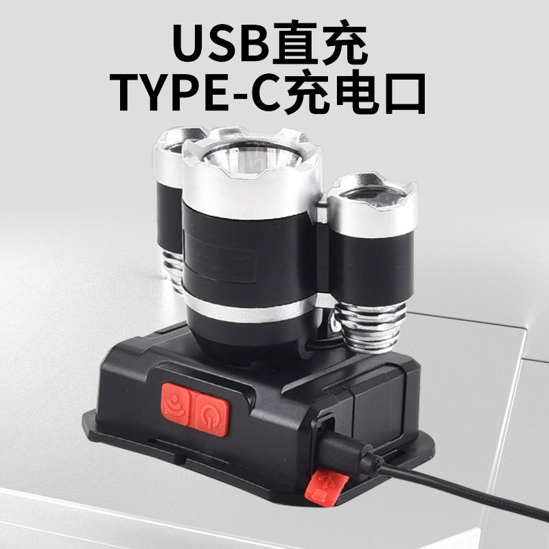 Inductive headlamp, strong outdoor long-range shooting, fishing, night riding, led rechargeable, bright, household head-mounted flashlight details Picture