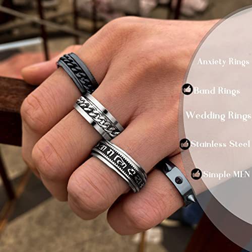 Amazon's best-selling chain-rotating stress-relieving ring, men's titanium steel rotating ring, wholesale of European and American men's accessories details Picture