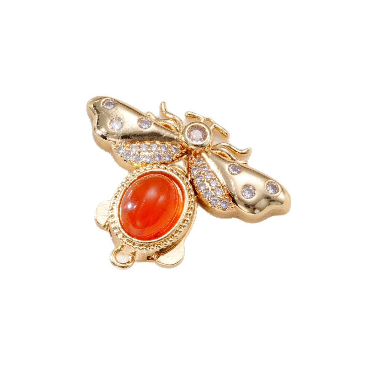 Copper-plated 18k color retention micro-inlaid zircon red agate insect bracelet, pearl necklace, clasp, DIY jewelry accessories Item Picture