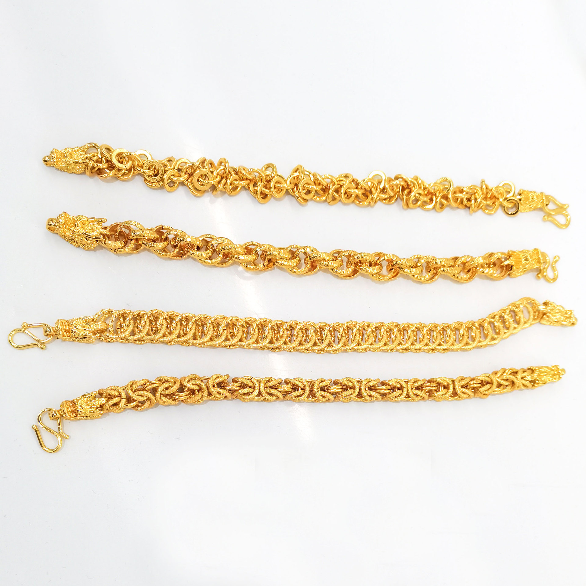 Copper gold-plated powerful double dragon heads interlocking bracelet jewelry, new Chinese-style men's style, factory wholesale for boyfriend Specification image