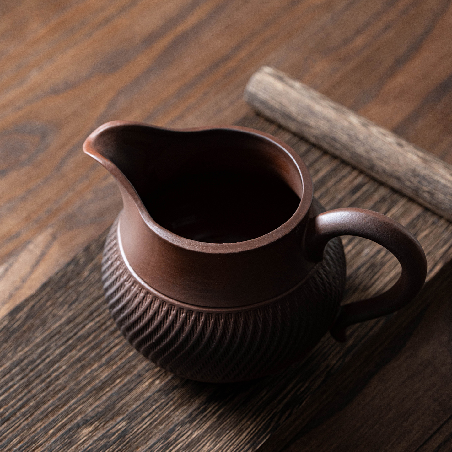 粗陶姣纹纯手工公道杯侧把复古功夫茶具大容量茶水分离器配件细节图