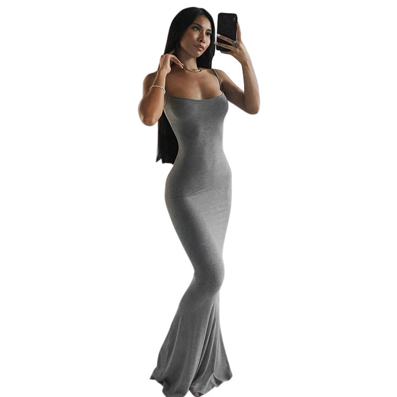 Q21DS653 European and American women's clothing 2022 Kardashian skims Casual sleeveless high-waisted slimming halter dress Item Picture