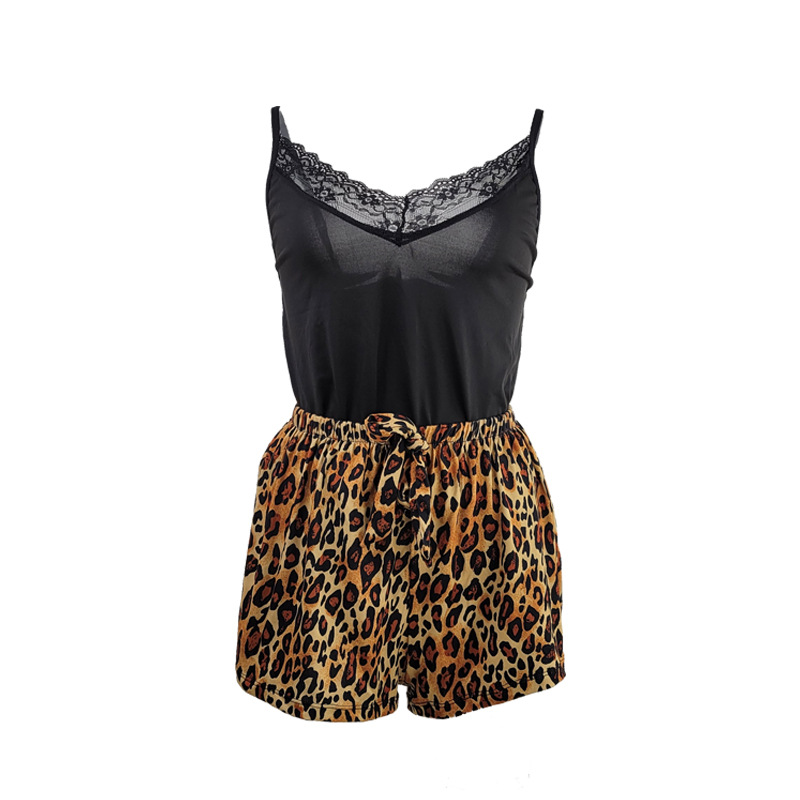 Amazon wish Home Wear Two-piece Set, milk silk Print pajama halter shorts Set 1013, sweet style Item Picture