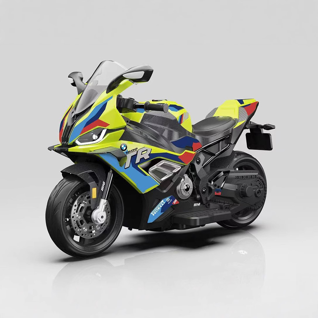 新款宝马儿童电动摩托车小孩四轮可充电童车男女孩宝宝摩托玩具车