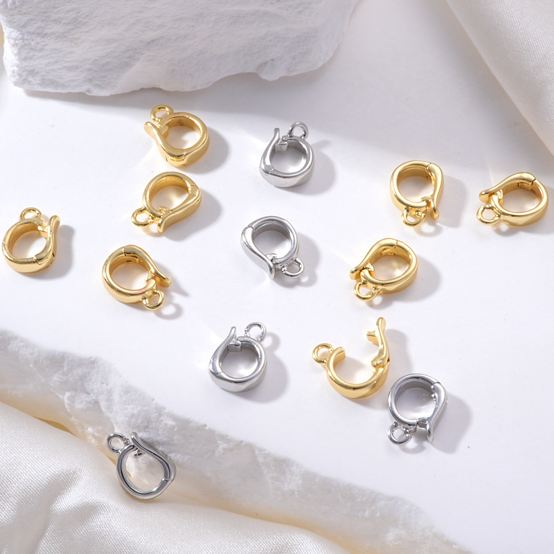 18K gold-plated color-preserving pearl necklace pendant buckle, micro-inlaid universal buckle strap, sheep eye needle empty stand accessory diy accessory details Picture