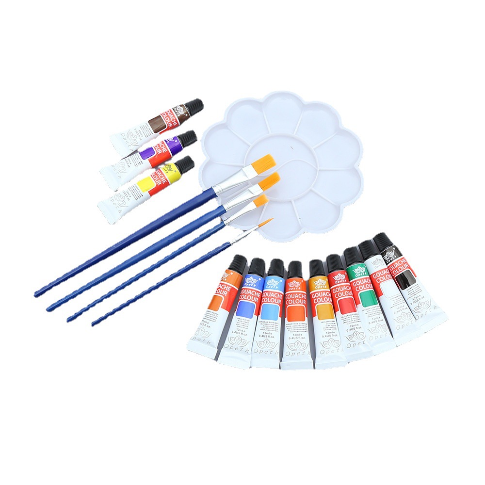 Cross-border Amazon 12-color washed watercolor gouache glass acrylic oil painting textile set Art transparent paint Item Picture