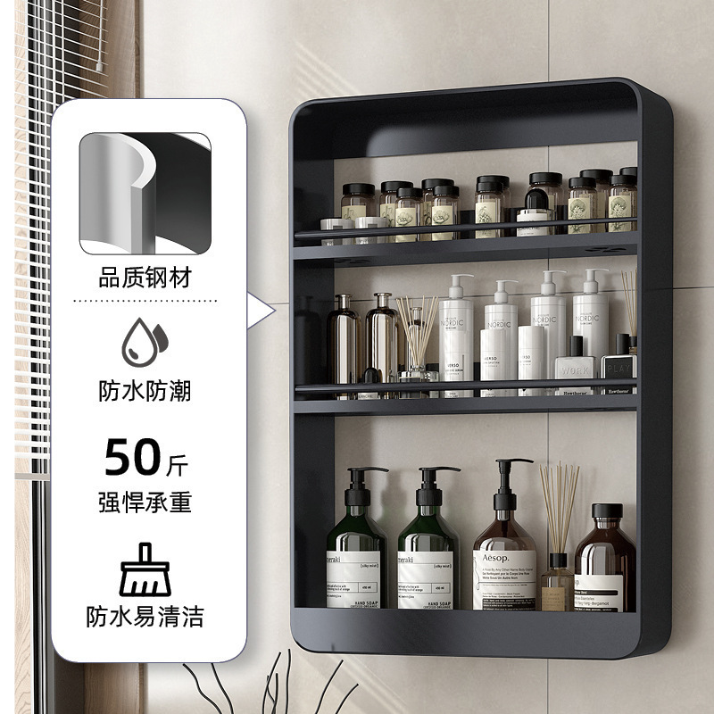 Kitchen wall-mounted storage rack, no need for drilling, seasoning storage rack, wall-mounted bathroom and toilet sundries storage rack Application Scenario