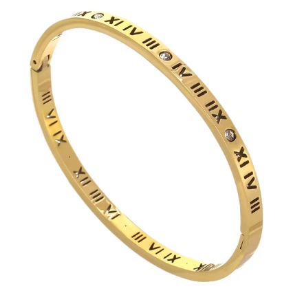 Cross-border European and American jewelry, titanium steel non-fading women's rose gold Roman numeral bracelet, hollowed-out personalized diamond-encrusted bracelet Application Scenario