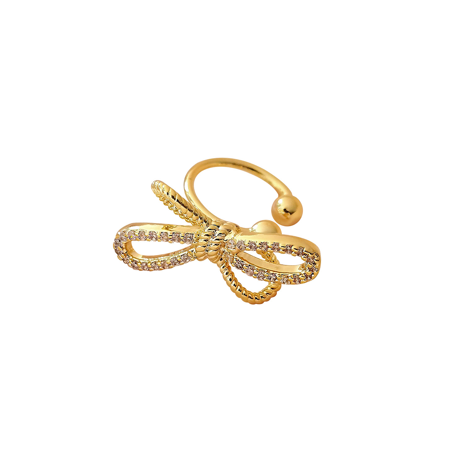 Hyacinth no piercings, must-fit ear bone clips, niche design, high-end earrings, fashionable, light luxury, exquisite bow, elegant earrings for women Item Picture