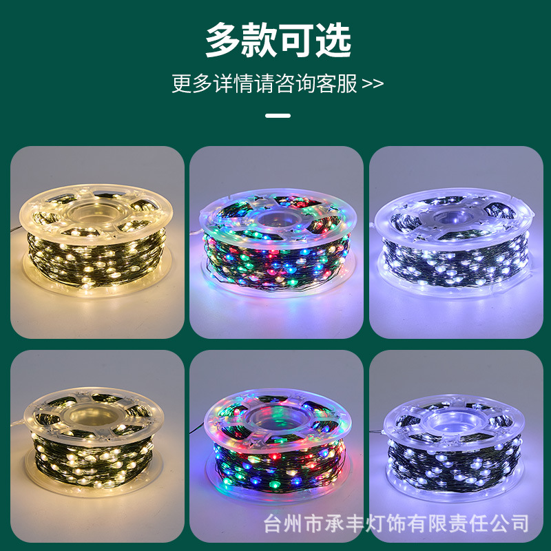 Christmas tree lights, led copper wire lights, string dark green wires, remote control small colored lights, 100-meter string lights, garland decorative lights, atmosphere lights Application Scenario