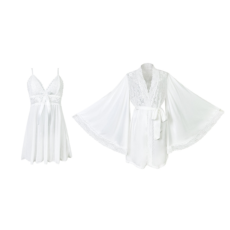 New cross-border bathrobe, long robe, women's high-end satin, sexy hotel bathrobe, loose pajamas, home wear set 850 Item Picture