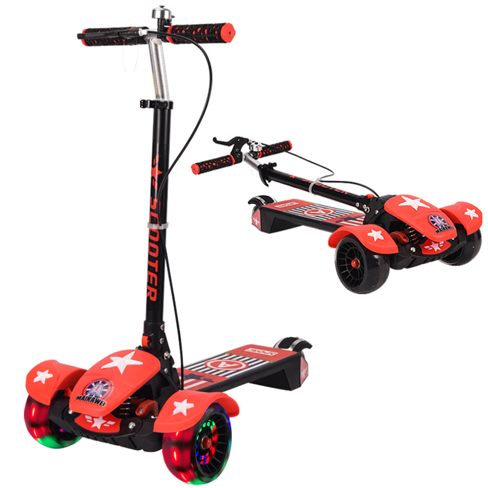New large-sized children's scooters, big kids' scooters, three and four-wheel adult scooters, can be folded and sent one piece Specification image