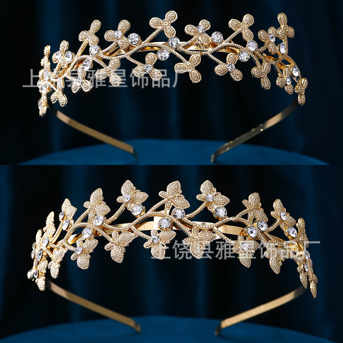 欧美时尚通勤百搭发饰精致合金镶钻儿童舞台演出发箍轻奢水钻皇冠