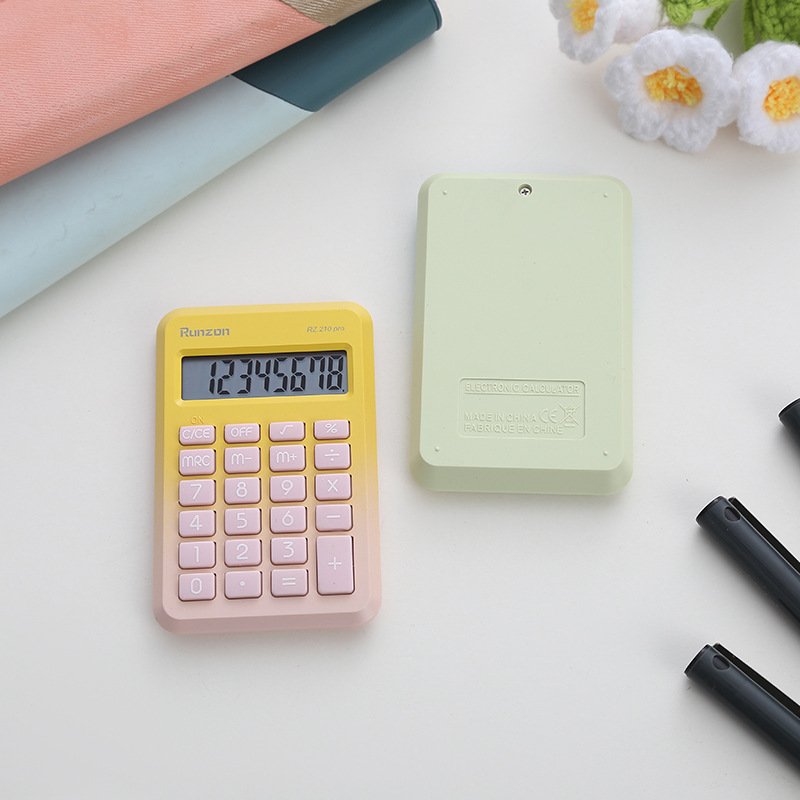 210PRO Dopamine Portable 8-digit Calculator, cute gradient, thin and light, high appearance level office stationery calculator Specification drawing