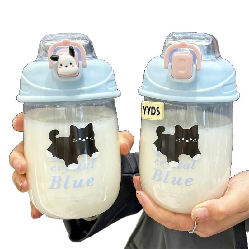 Summer student straw water cup, new Instagram plastic cup, cute cartoon, portable, large capacity, high appearance level cup Item Picture