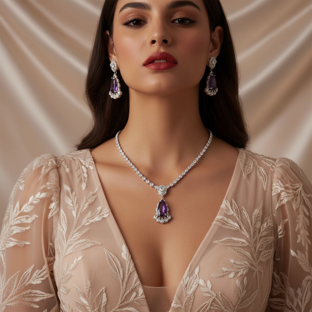 Cross border jewelry set set ornamentos zircon gota de agua collar pendientes set set accesorios nupcial al por mayor LYTJ5586 getisa accesorios joyas joyas al por mayor banquete vestidos accesorios