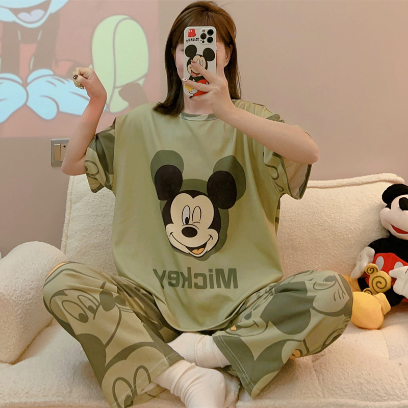 The manufacturer's best-selling summer new short-sleeved and long pants women's pajamas, cute cartoon Mickey Mouse spring and summer home wear set thumbnail