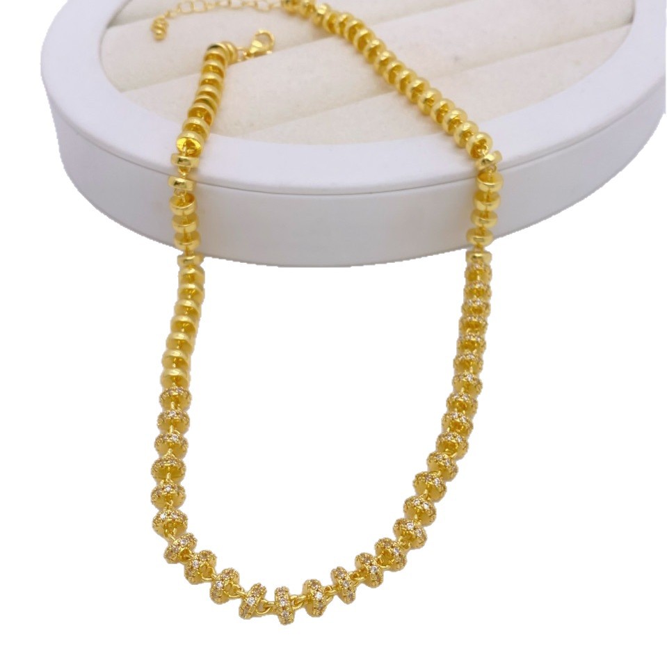 French Italian handcrafted chain, light luxury and high-end, double water wave bracelet necklace set, a niche, exquisite and elegant women's style Item Picture