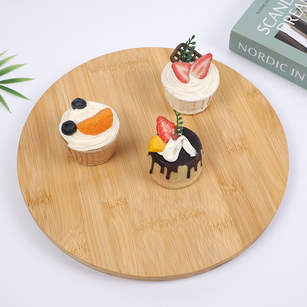 Cocina mesa giratoria de madera sólida multifuncional hogar bambú madera giratoria pequeño disco hotel restaurante fruta creativa postre bandeja de madera details Picture