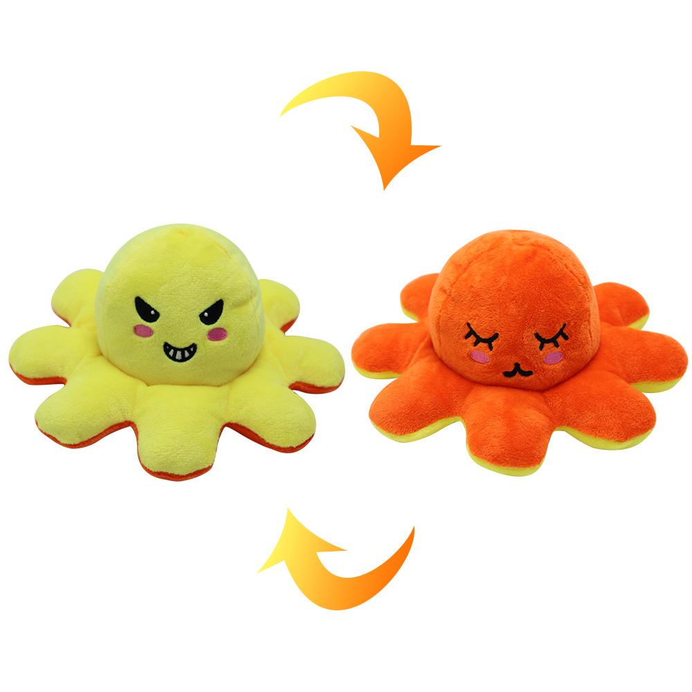 New flip octopus doll, flip octopus with double-sided expression toy, octopus plush doll in stock for wholesale Item Picture