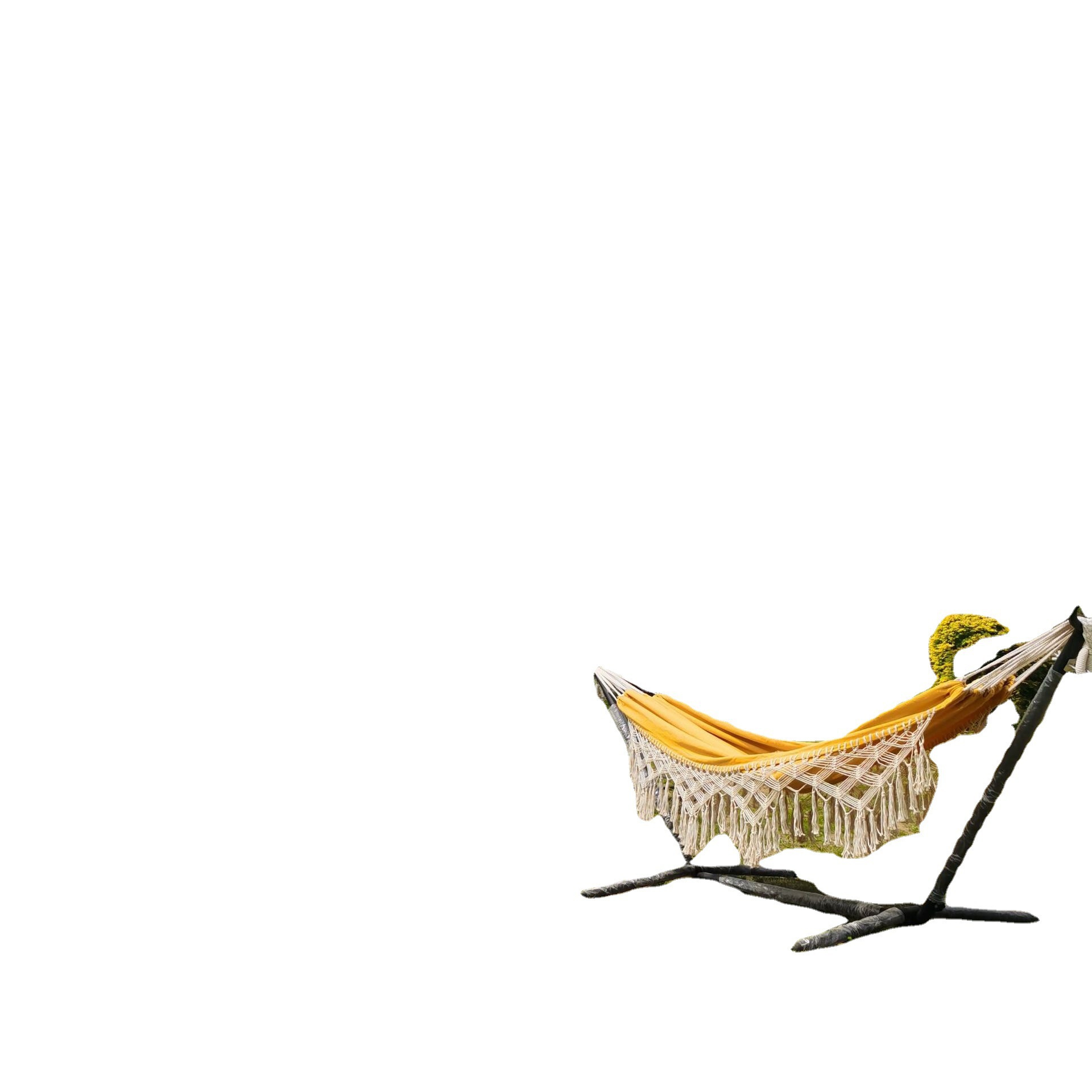 ins黄色流苏双人帆布吊床 波西米亚风摄影道具户外室内 户外吊床白底实物图