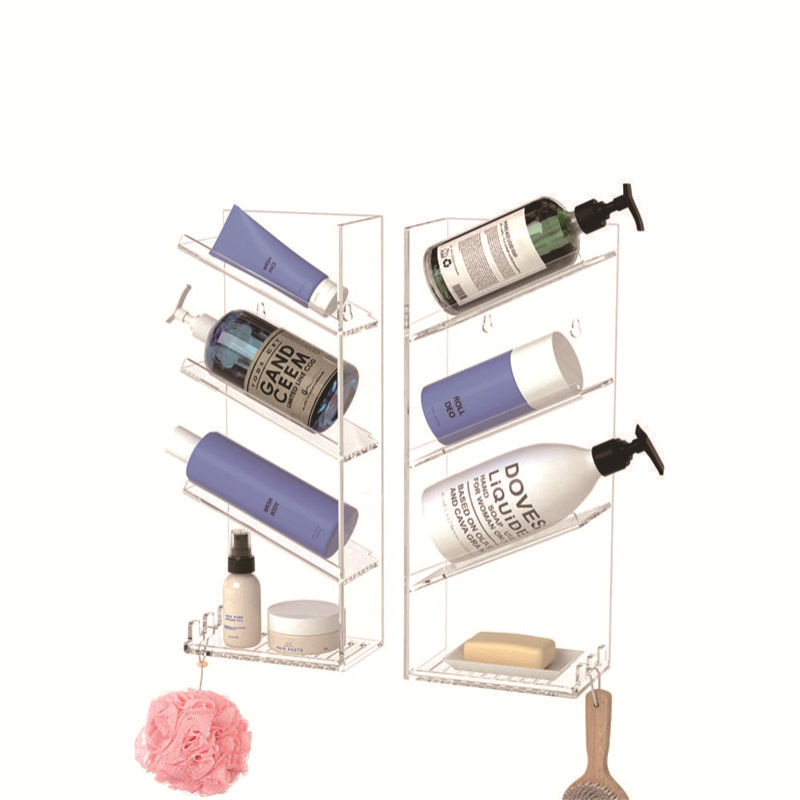 Acrylic bathroom supplies storage rack, transparent shampoo storage rack, wall-mounted body wash storage rack with suction cups