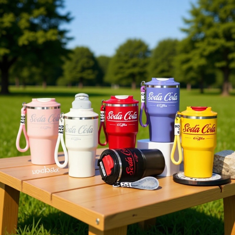 High-appearance-level portable coffee insulated cup with a lifting rope, 520ml stainless steel 316, car cup, car water cup, gift cup