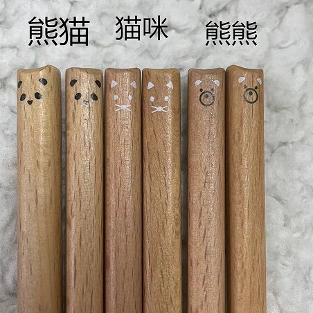 Cute beech wood cartoon craft wooden chopsticks, eco-friendly and natural wooden chopsticks, gift chopsticks