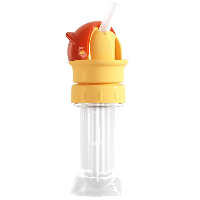 Cute thermochromic children's water cup with colorful fish-shaped lid straw PP summer heat transfer design Item Picture