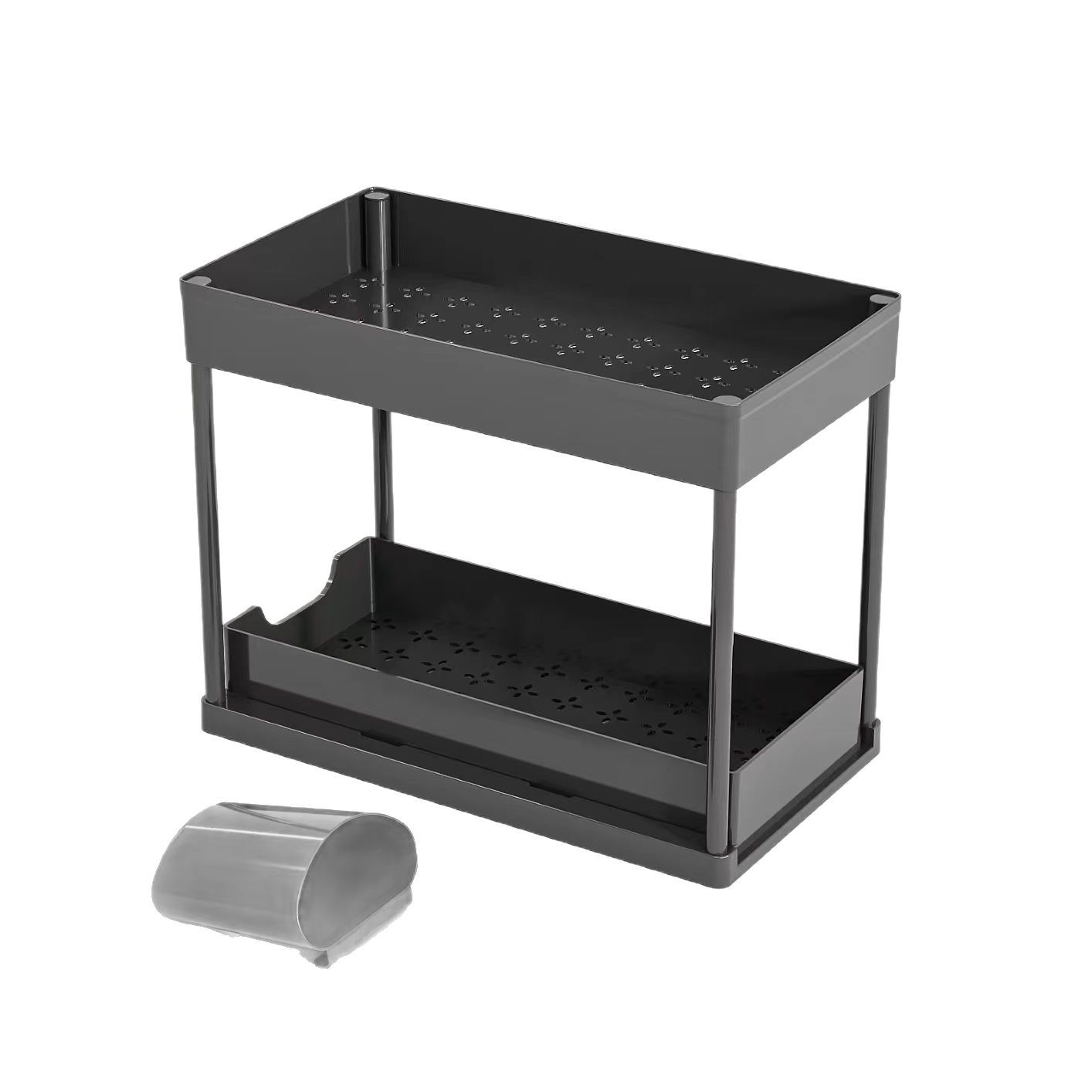 Multi-functional double-layer pull-out sink, sink rack, kitchen storage rack, countertop organization rack, and bowl and chopstick storage rack Item Picture