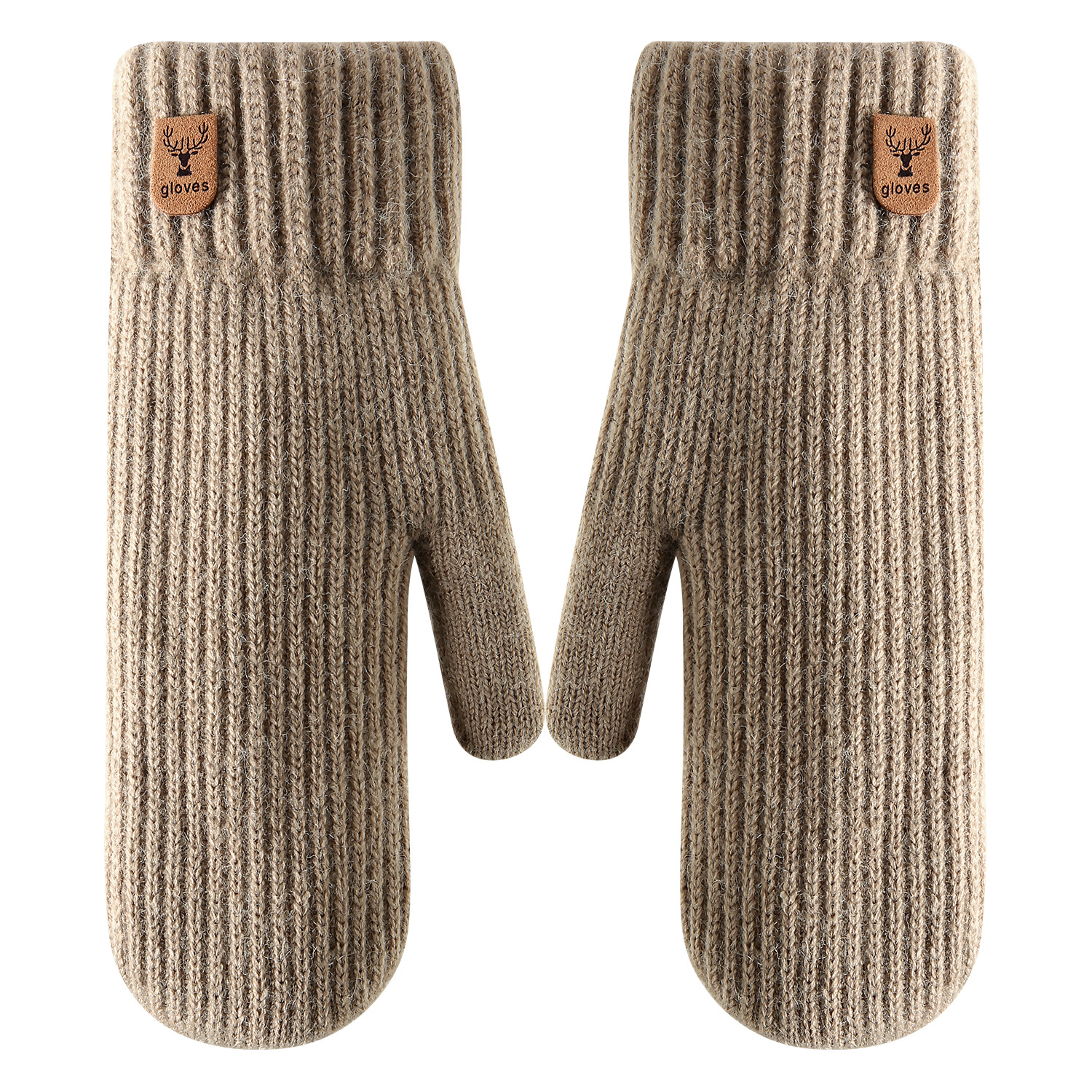 New knitted gloves, Amazon winter fleece thickened double-layer warm gloves, riding bags, finger-and-finger gloves Item Picture