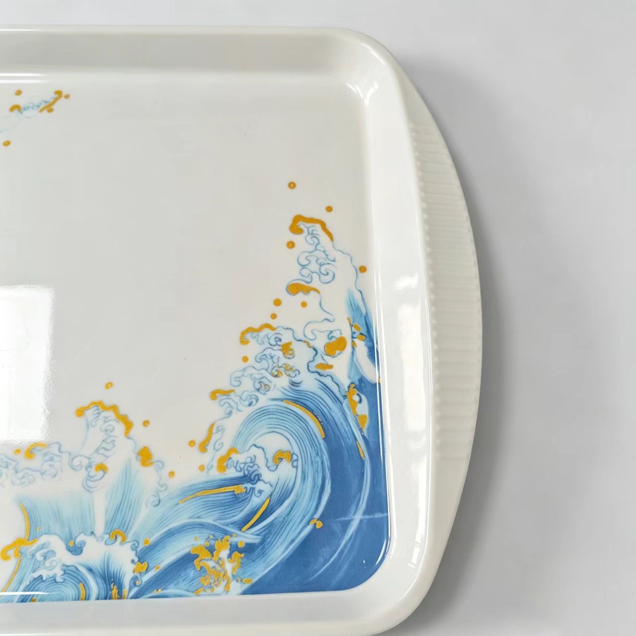 White wave plates for foreign trade, melamine tableware, rectangular trays, Western-style plates, commercial, shock-resistant rectangular plates details Picture