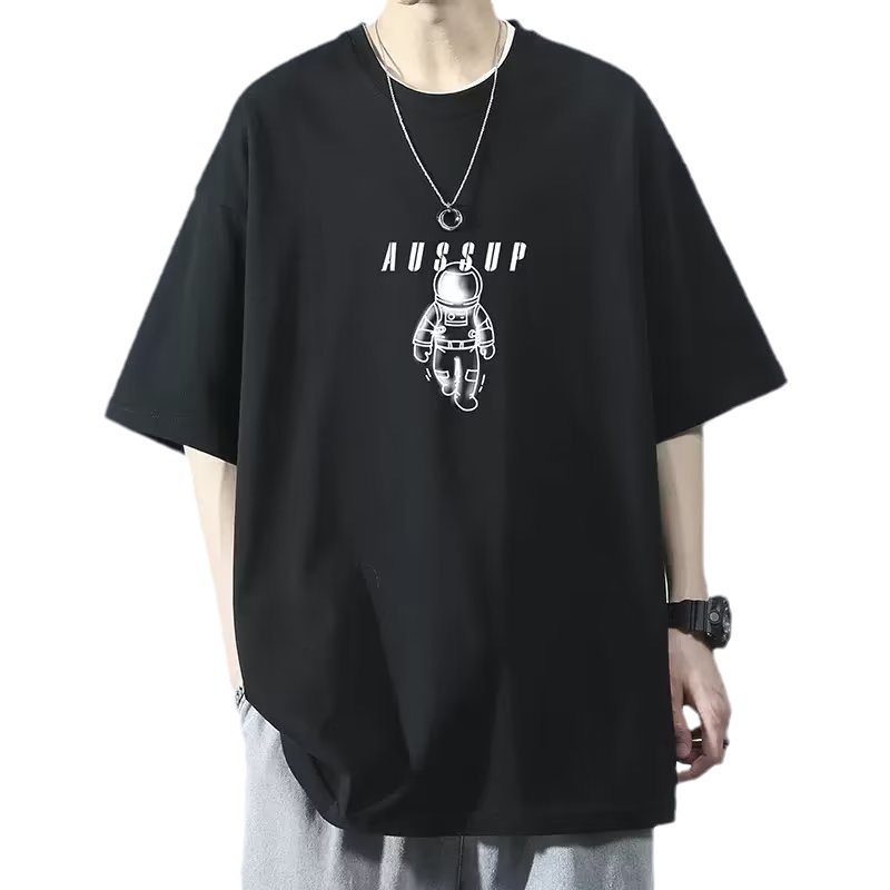 Summer's new short-sleeved loose T-shirt for men, a trendy casual half-sleeved shirt with a five-quarter sleeve top Item Picture