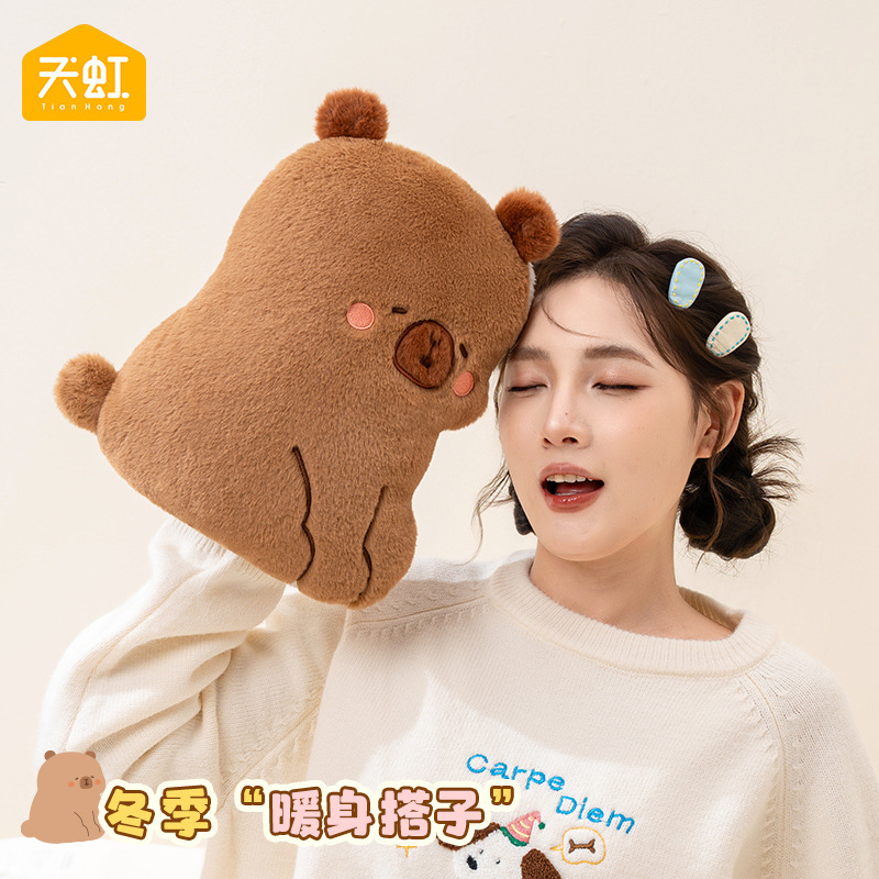 天虹国标电热水袋卡通动物充电防爆电热暖手宝可拆洗冬季防寒暖宝