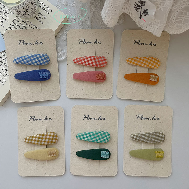 Han edition sweet cloth grid levels clip children's hand for candy color joker baby broken hair clip hairpin of girl details Picture