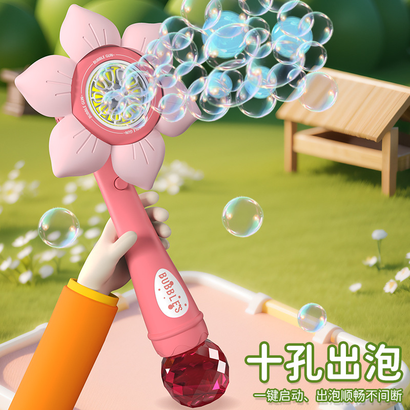 Sunflower Bubble Machine, Children's Fully Automatic Handheld Rechargeable Bubble Gun, Toy Bubble Stick With Water, Special For Parent-Child Distribution Specification drawing