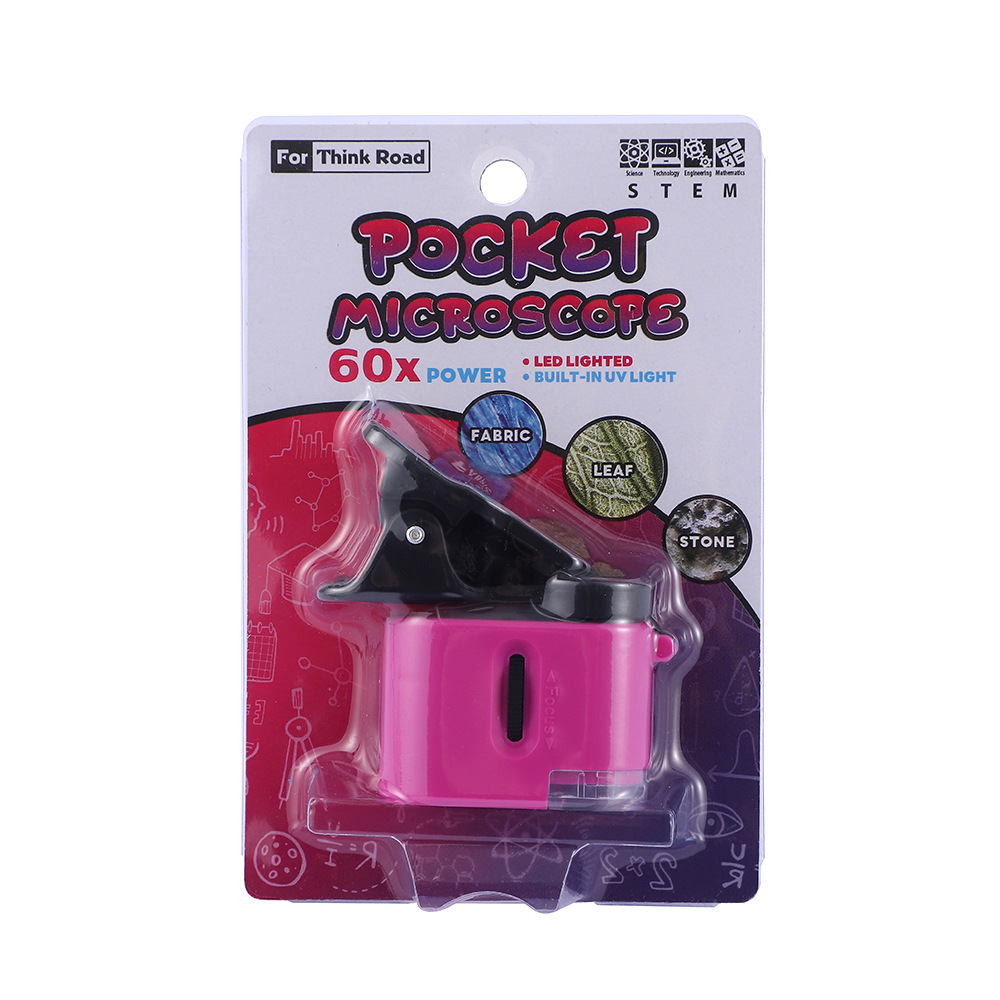 Children's mini microscope toys, scientific experiment portable mobile phone holder, LED ultraviolet lamp 60x cross-border wholesale details Picture