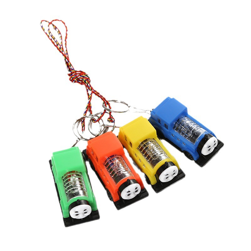 Factory wholesale cartoon toy cars, illuminated keychains, cars, mini train toys, mini children's play floor push pendants Item Picture