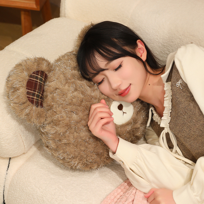Chocolate Cute Bear series pillow, cute bow bear head figurine, creative sleeping pillow home Specification image