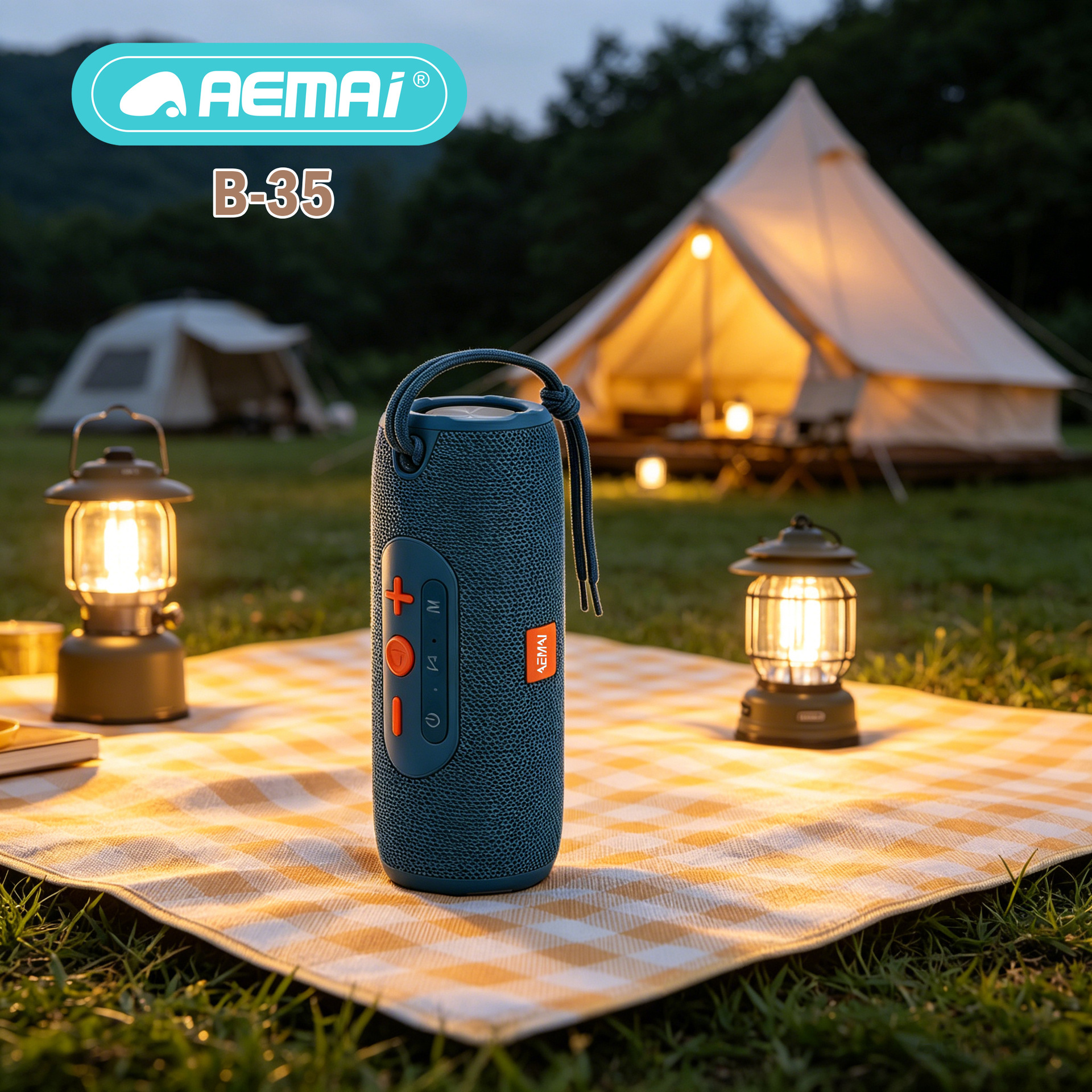 AEMAI's new bestseller, the cross-border B35 Bluetooth speaker, is a wireless subwoofer for export. It features high-quality sound with buttons and portability Specification image