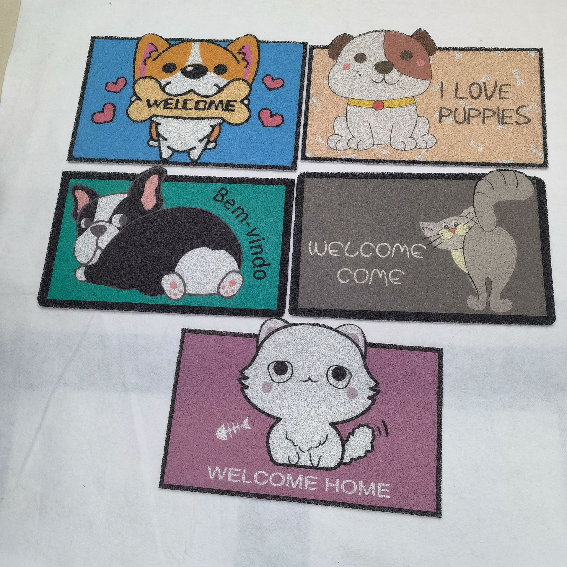 拉丝圈喷印卡通宠物猫砂儿童可爱造型游戏刮泥沙蹭土脚垫PVC地垫