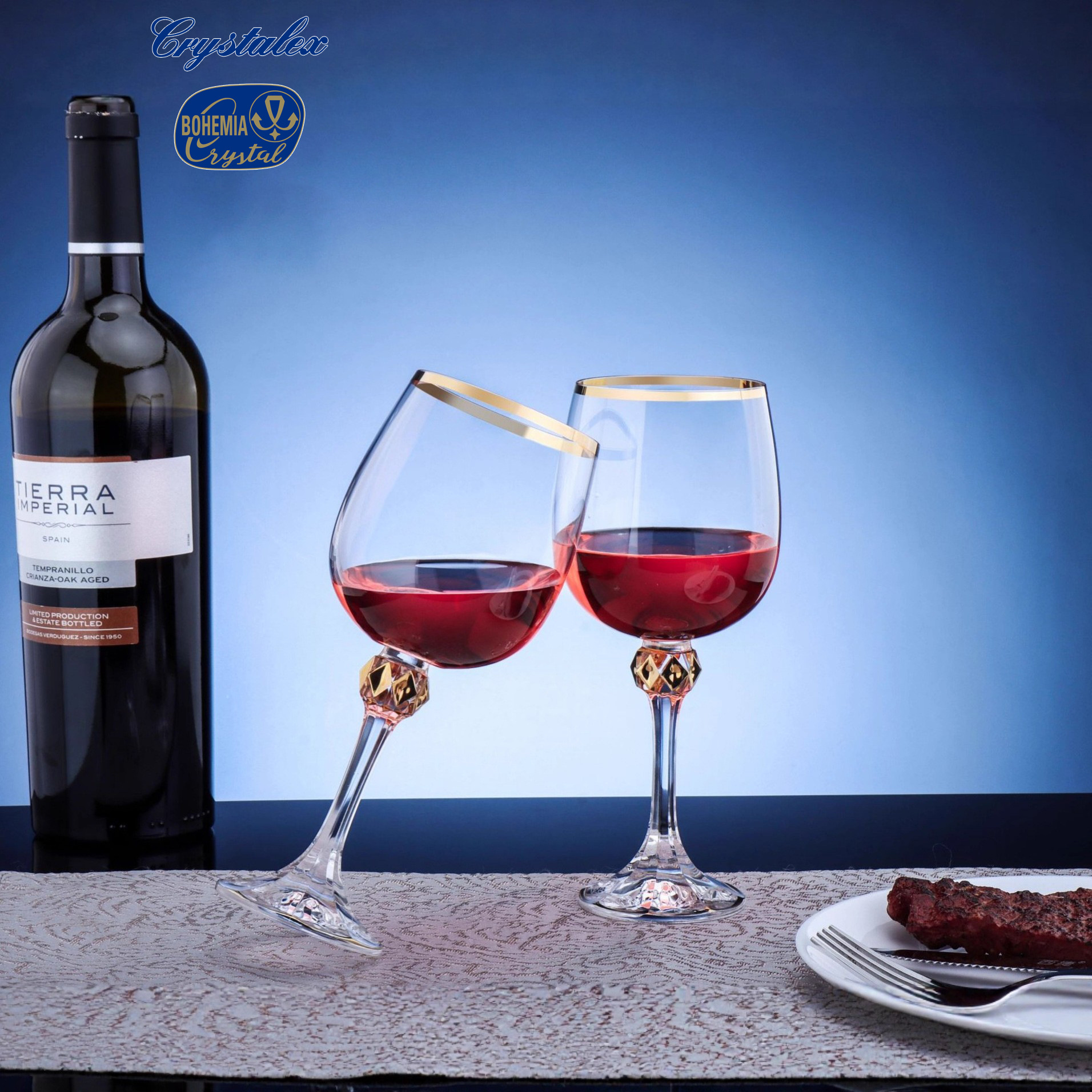 Czech imported lead-free crystal glass with gold-rimmed and silver-edged home wine glasses and highball glasses for red wine, light luxury and retro Specification image