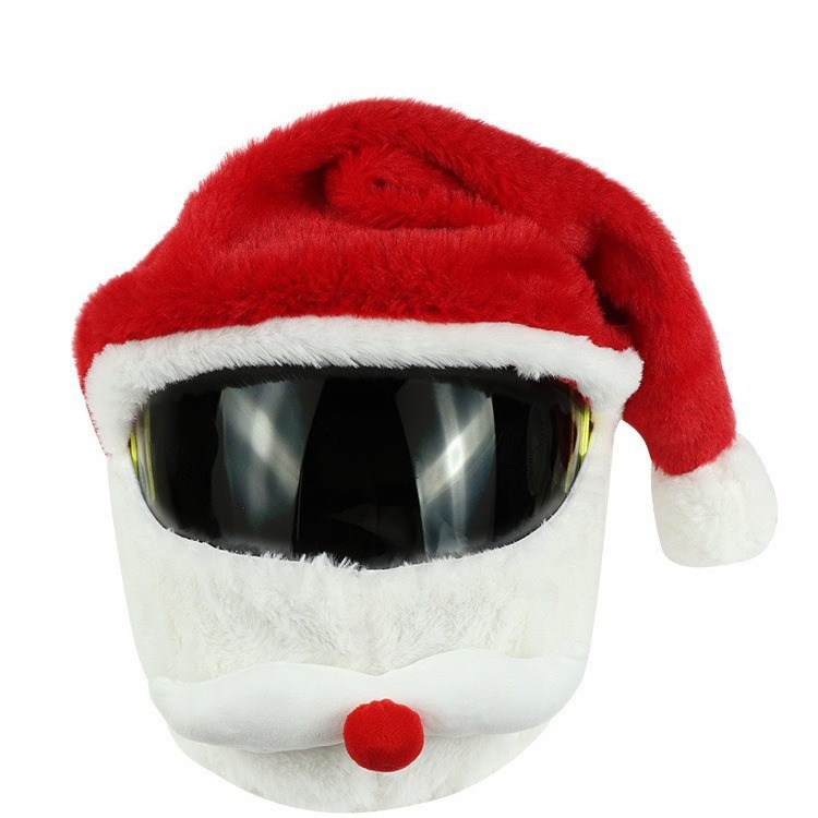 New helmet cover, protective cover, plush Christmas cartoon cycling cover, face mask, windproof and sun-proof cover, warm Christmas hat Item Picture