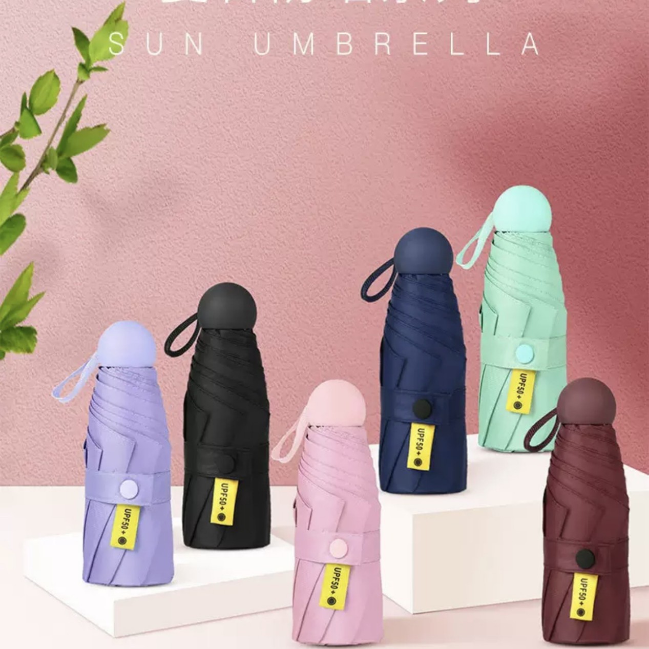 Mini five-fold six-bone umbrella: 嗮 UV protection, compact and portable, sun protection and shading. Compact sun umbrella, suitable for both sunny and rainy days Specification image